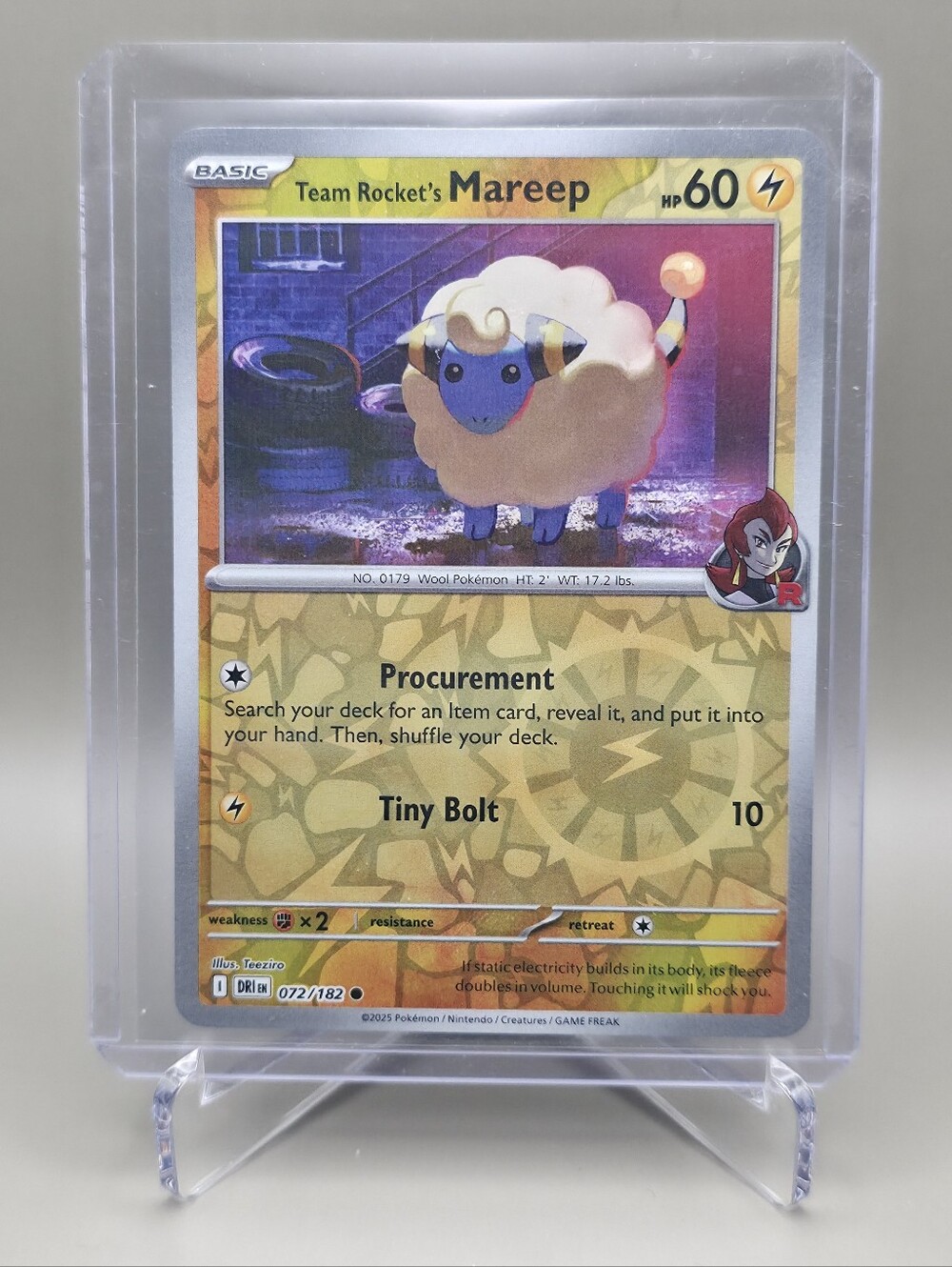 Pokémon TCG - Team Rocket's Mareep - Destined Rivals - Reverse Holo - 072/182